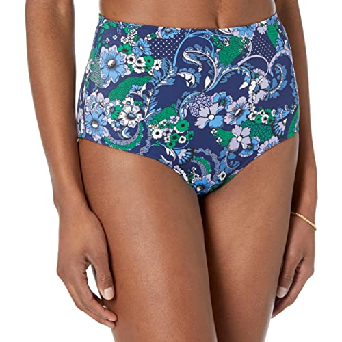 Amazon Essentials Damen Badehose mit hoher Taille (erhältlich in Übergröße), Tiefblau Paisley, 36 von Amazon Essentials