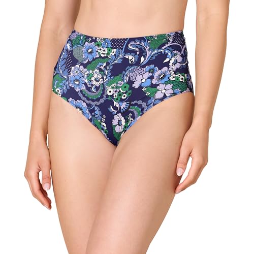 Amazon Essentials Damen Badehose mit hoher Taille (erhältlich in Übergröße), Tiefblau Paisley, 3XL Große Größen von Amazon Essentials