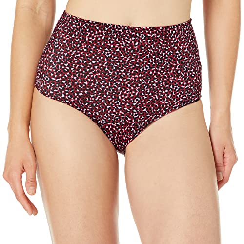 Amazon Essentials Damen Badehose mit hoher Taille (erhältlich in Übergröße), Ziegelrot Leopardenmuster, 44 von Amazon Essentials
