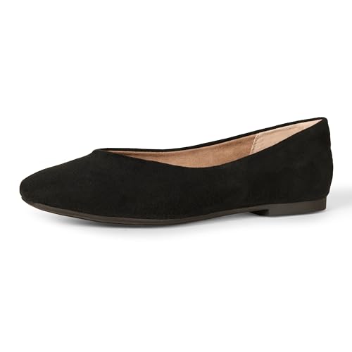 Amazon Essentials Damen Ballerinas Mit Quadratischer Zehenkappe, Schwarz, 37 EU von Amazon Essentials