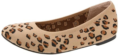 Amazon Essentials Damen Ballerinas aus Strick, Braun Leopardenmuster, 40.5 EU von Amazon Essentials