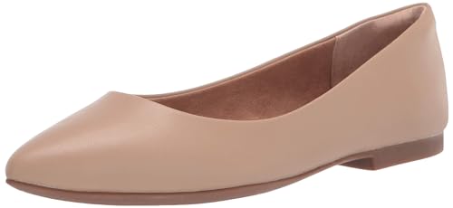 Amazon Essentials Damen Ballerinas mit spitzem Zehenbereich, Beige Kunstleder, 40 EU Weit von Amazon Essentials