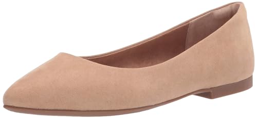 Amazon Essentials Damen Ballerinas mit spitzem Zehenbereich, Beige Mikro Wildleder, 37.5 EU von Amazon Essentials