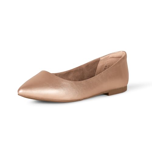 Amazon Essentials Damen Ballerinas mit spitzem Zehenbereich, Roségold, 41 EU Weit von Amazon Essentials