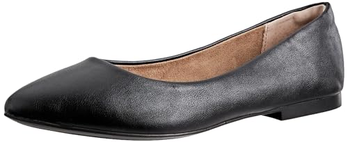 Amazon Essentials Damen Ballerinas mit spitzem Zehenbereich, Schwarz Kunstleder, 43 EU Weit von Amazon Essentials