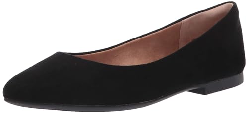 Amazon Essentials Damen Ballerinas mit spitzem Zehenbereich, Schwarz Mikro Wildleder, 37.5 EU von Amazon Essentials