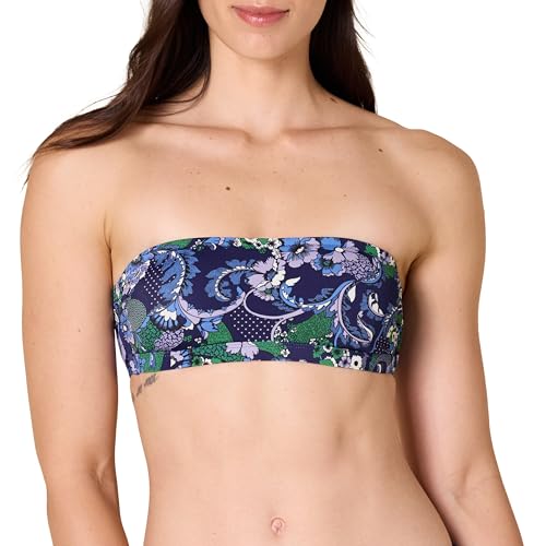 Amazon Essentials Damen Bandeau-Badeoberteil (In Übergröße Erhältlich) - Auslauffarben, Tiefblau Paisley, 3XL Große Größen von Amazon Essentials