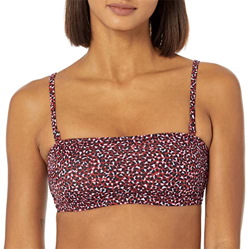 Amazon Essentials Damen Bandeau-Badeoberteil (in Übergröße erhältlich), Ziegelrot Leopardenmuster, 36 von Amazon Essentials