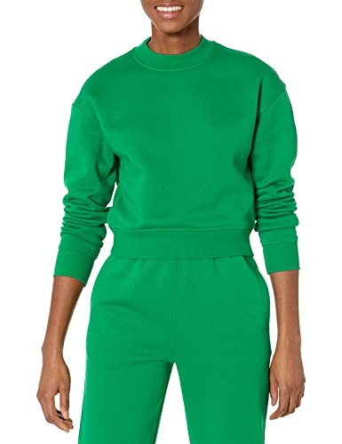 Amazon Essentials Damen Bauchfreies Sweatshirt mit überschnittenen Schultern (in Übergröße erhältlich), Grün, M von Amazon Essentials