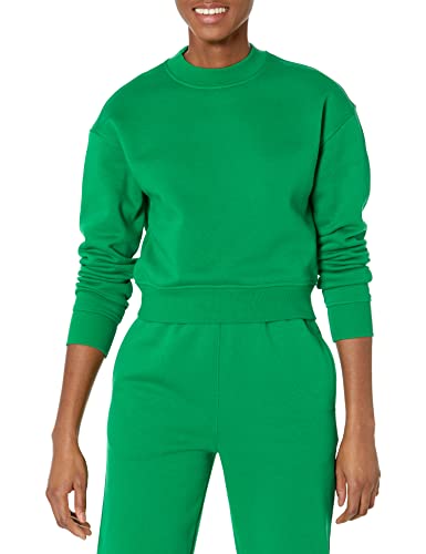 Amazon Essentials Damen Bauchfreies Sweatshirt mit überschnittenen Schultern (in Übergröße erhältlich), Grün, XXL von Amazon Essentials