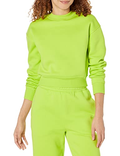 Amazon Essentials Damen Bauchfreies Sweatshirt mit überschnittenen Schultern (in Übergröße erhältlich), Lindgrün, L von Amazon Essentials