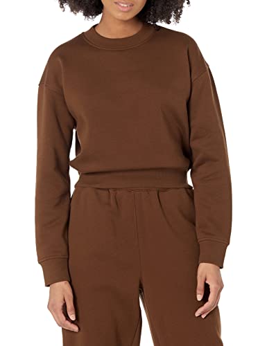 Amazon Essentials Damen Bauchfreies Sweatshirt mit überschnittenen Schultern (in Übergröße erhältlich), Tiefbraun, XXL von Amazon Essentials