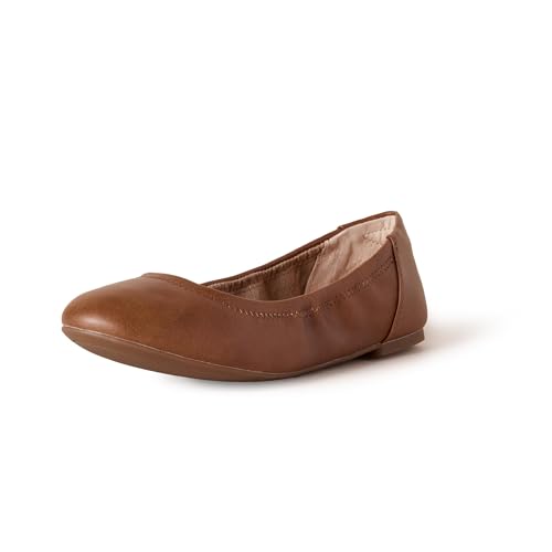 Amazon Essentials Damen Belice Ballerinas, Kastanienbraun Kunstleder, 39.5 EU Weit von Amazon Essentials