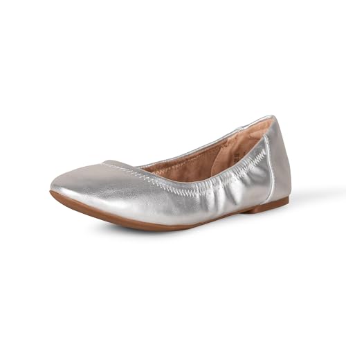 Amazon Essentials Damen Ballerinas Belice Zum Hineinschlüpfen, Silber, 44.5 EU von Amazon Essentials