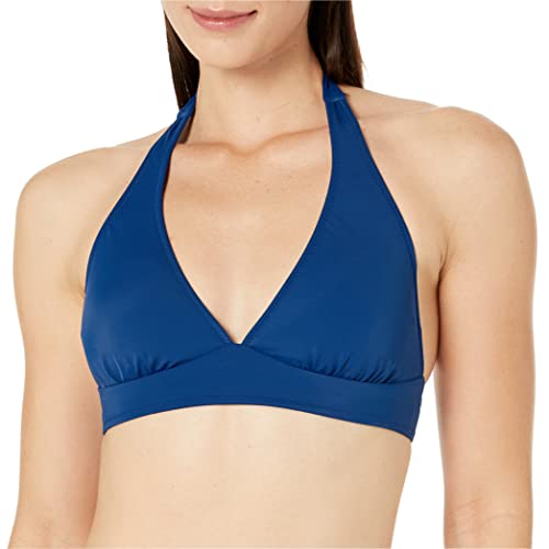 Amazon Essentials Damen Bikini-Badeanzug-Oberteil mit Leichter Unterstützung und gebundenem Neckholder (in Übergröße erhältlich), Tiefblau, 42 von Amazon Essentials