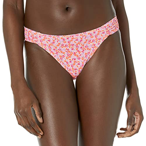 Amazon Essentials Damen Bikini-Unterteil mit Einsatz an Der Seite, Bademode, Blasser Pfirsich Mikrofloral, 46 von Amazon Essentials