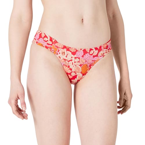 Amazon Essentials Damen Bikini-Unterteil mit Einsatz an Der Seite, Bademode, Hellrot Mehrfarbig Folk-Blumenmuster, 40 von Amazon Essentials
