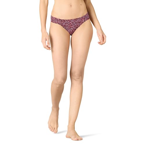 Amazon Essentials Damen Bikini-Unterteil mit Einsatz an der Seite, Bademode, Ziegelrot Leopardenmuster, 44 von Amazon Essentials