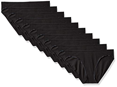 Amazon Essentials Damen Bikinihose aus Baumwolle (in Übergröße erhältlich), 10er-Pack, Schwarz, 42 von Amazon Essentials