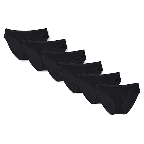 Amazon Essentials Damen Bikinihose aus Baumwolle (in Übergröße erhältlich), 10er-Pack, Schwarz, 46 von Amazon Essentials