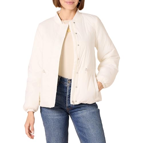 Amazon Essentials Damen Bomberjacke mit gepolsterter Taille, Elfenbein, L von Amazon Essentials