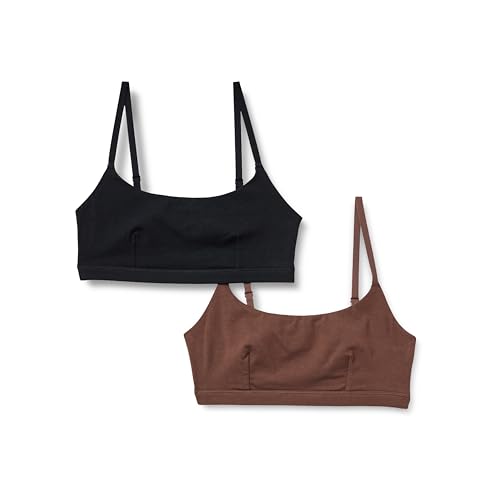 Amazon Essentials Damen Bralette aus Baumwoll-Jersey zum Hineinschlüpfen, 2er-Pack, Haselnuss/Schwarz, S Amazon Essentials Damen Bralette aus Baumwoll-Jersey zum Hineinschlüpfen, 2er-Pack, Haselnuss/Schwarz, S von Amazon Essentials