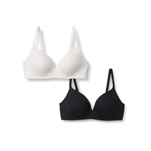 Amazon Essentials Damen Bralette mit Baumwoll-Jersey gefüttert, 2er-Pack, Schwarz/Weiß, 85C von Amazon Essentials