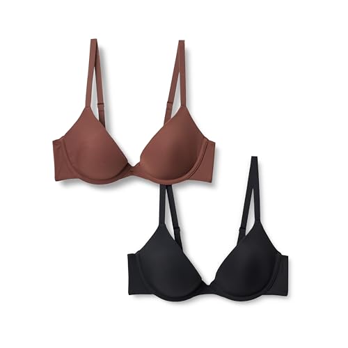 Amazon Essentials Damen Bügel-BH Mit Rundhalsauschnitt Und Mikrofaserfutter, 2er-Pack, Haselnuss/Schwarz, 80A Amazon Essentials Damen Bügel-BH Mit Rundhalsauschnitt Und Mikrofaserfutter, 2er-Pack, Haselnuss/Schwarz, 80A von Amazon Essentials