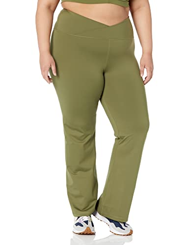 Amazon Essentials Damen Build Your Own Bootcut-Leggings mit gekreuzter Taille (erhältlich in Übergröße) (zuvor Core 10), Dunkles Olivgrün, S von Amazon Essentials
