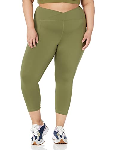 Amazon Essentials Damen Build Your Own Studio Sculpt Capri-Leggings mit gekreuzter Taille (Früher Core 10), Dunkles Olivgrün, M von Amazon Essentials