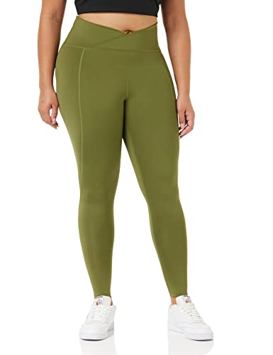 Amazon Essentials Damen Build Your Own Studio Sculpt Leggings mit gekreuzter Taille und voller Länge (Früher Core 10), Dunkles Olivgrün, 3XL Große Größen von Amazon Essentials