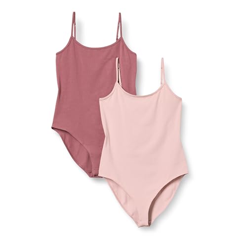 Amazon Essentials Damen Cami-Body mit schmaler Passform, 2er-Pack, Pflaume/Staubrosé, XXL von Amazon Essentials