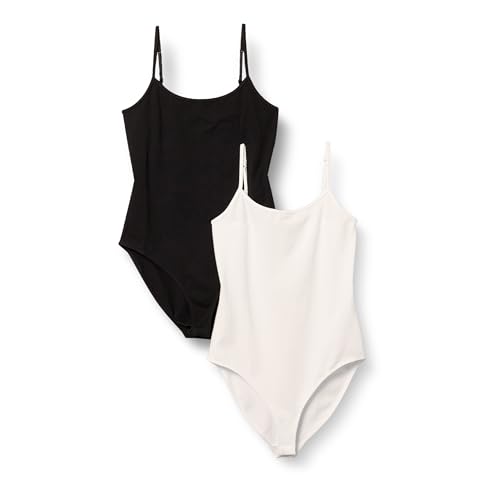 Amazon Essentials Damen Cami-Body mit schmaler Passform, 2er-Pack, Schwarz/Weiß, S von Amazon Essentials