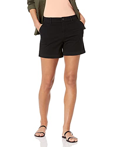 Amazon Essentials Damen Mittelhohe, schmal geschnittene, khakifarbene Shorts mit 13 cm Schrittlänge (erhältlich in gerader und kurviger Passform), Schwarz, 36-38 von Amazon Essentials