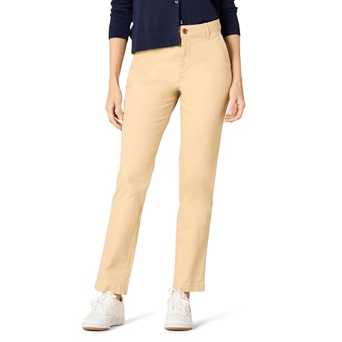 Amazon Essentials Damen Chinohose In Voller Länge Mit Schmaler Passform, Hohem Bund Und Geradem Bein, Bräunen, 38 von Amazon Essentials