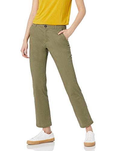 Amazon Essentials Damen Chinohose aus Stretch-Twill mit klassischer gerader Passform, Verwaschenes Olivgrün, 38-40 von Amazon Essentials