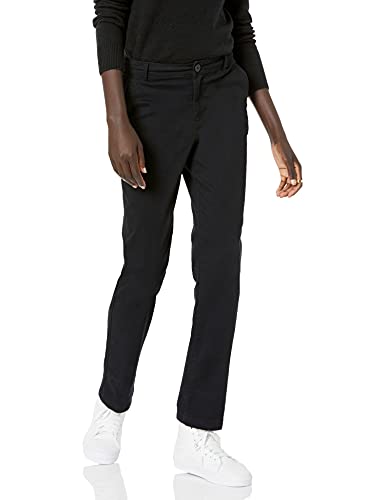 Amazon Essentials Damen Chinohose aus Stretch-Twill mit klassischer gerader Passform, Schwarz, 38-40 von Amazon Essentials