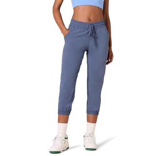 Amazon Essentials Damen Crop-Jogginghose elastisches Gewebe leistungsstark, Blau Night Shadow, XXL von Amazon Essentials