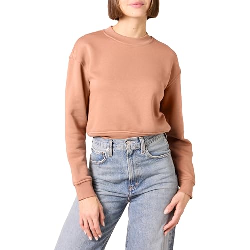 Amazon Essentials Damen Bauchfreies Sweatshirt mit überschnittenen Schultern (in Übergröße erhältlich), Hellbraun, L von Amazon Essentials