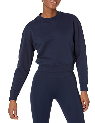 Amazon Essentials Damen Bauchfreies Sweatshirt mit überschnittenen Schultern (in Übergröße erhältlich), Marineblau, XL von Amazon Essentials