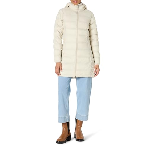 Amazon Essentials Damen Leichter, wasserabweisender, verstaubarer Puffermantel mit Kapuze (erhältlich in Übergrößen), Stone, XS von Amazon Essentials