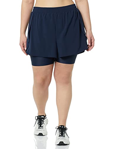 Amazon Essentials Damen Doppellagige, Stretch-Laufshorts, Marineblau, 5XL Große Größen von Amazon Essentials