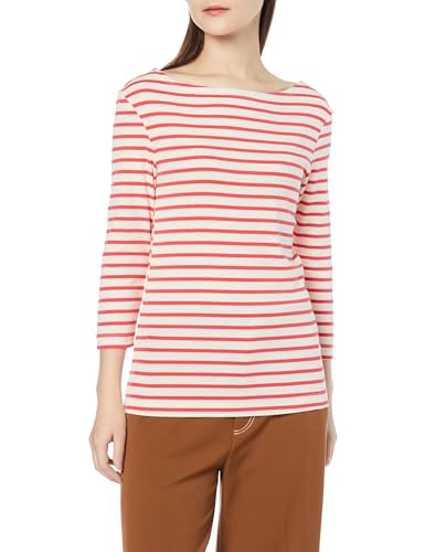 Amazon Essentials Damen T-Shirt mit Bateau-Ausschnitt und 3/4-Ärmeln in schmaler Passform, Korallenorange Gebrochenes Weiß Streifen, XXL Amazon Essentials Damen T-Shirt mit Bateau-Ausschnitt und 3/4-Ärmeln in schmaler Passform, Korallenorange Gebrochenes Weiß Streifen, XXL von Amazon Essentials