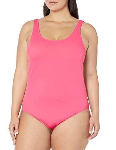 Amazon Essentials Damen Einteiliger, bedeckender Badeanzug (in Übergröße erhältlich), Intensive Rosa, 4XL Große Größen von Amazon Essentials