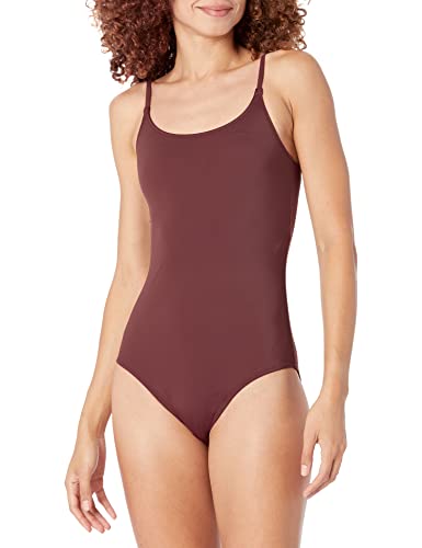 Amazon Essentials Damen Einteiliger Badeanzug mit Dünnen Trägern, Tiefbraun, 46 von Amazon Essentials