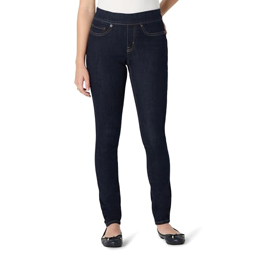 Amazon Essentials Damen Elastische Jeans-Schlupfhose mit mittelhohem Einstieg, Auswaschen, 46 Kurz von Amazon Essentials