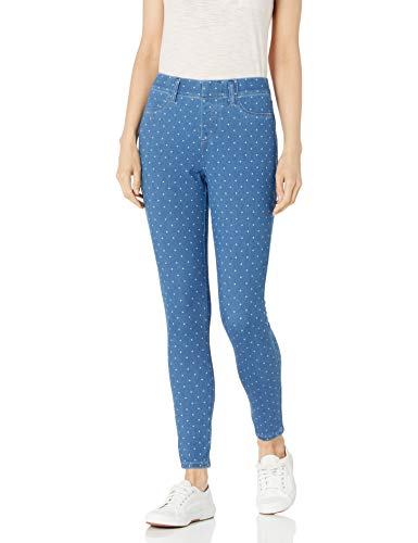 Amazon Essentials Damen Elastische Strickjacke Zum Anziehen (In Übergröße Erhältlich), Indigo Waschung Weiß Punkte, M von Amazon Essentials