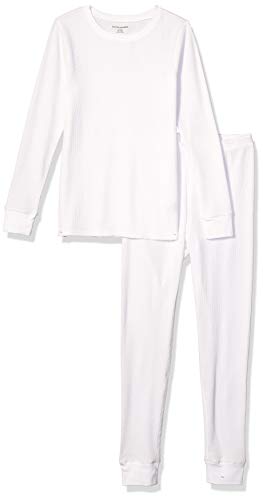 Amazon Essentials Damen Waffle-Snug-Fit-Pyjama-Set, 2-teilig Langarm, Weiß, XXL von Amazon Essentials