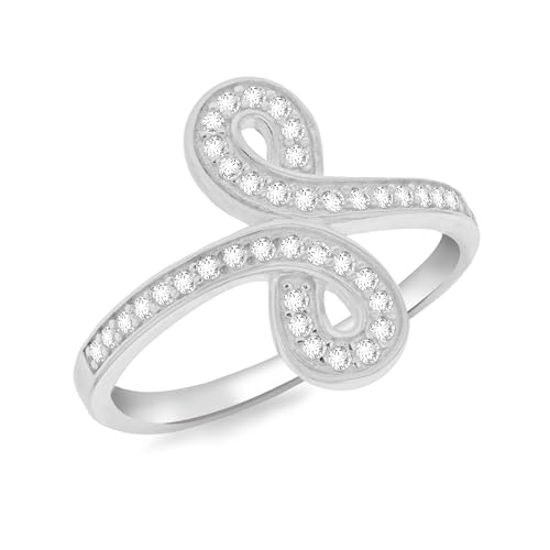 Amazon Essentials Damen-Ewigkeitsring aus rhodiniertem Sterlingsilber mit Zirkonia, Größe 56 von Amazon Essentials