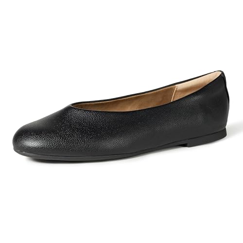 Amazon Essentials Damen Faltbare Ballerinas, Schwarz Kunstleder, 37.5 EU von Amazon Essentials